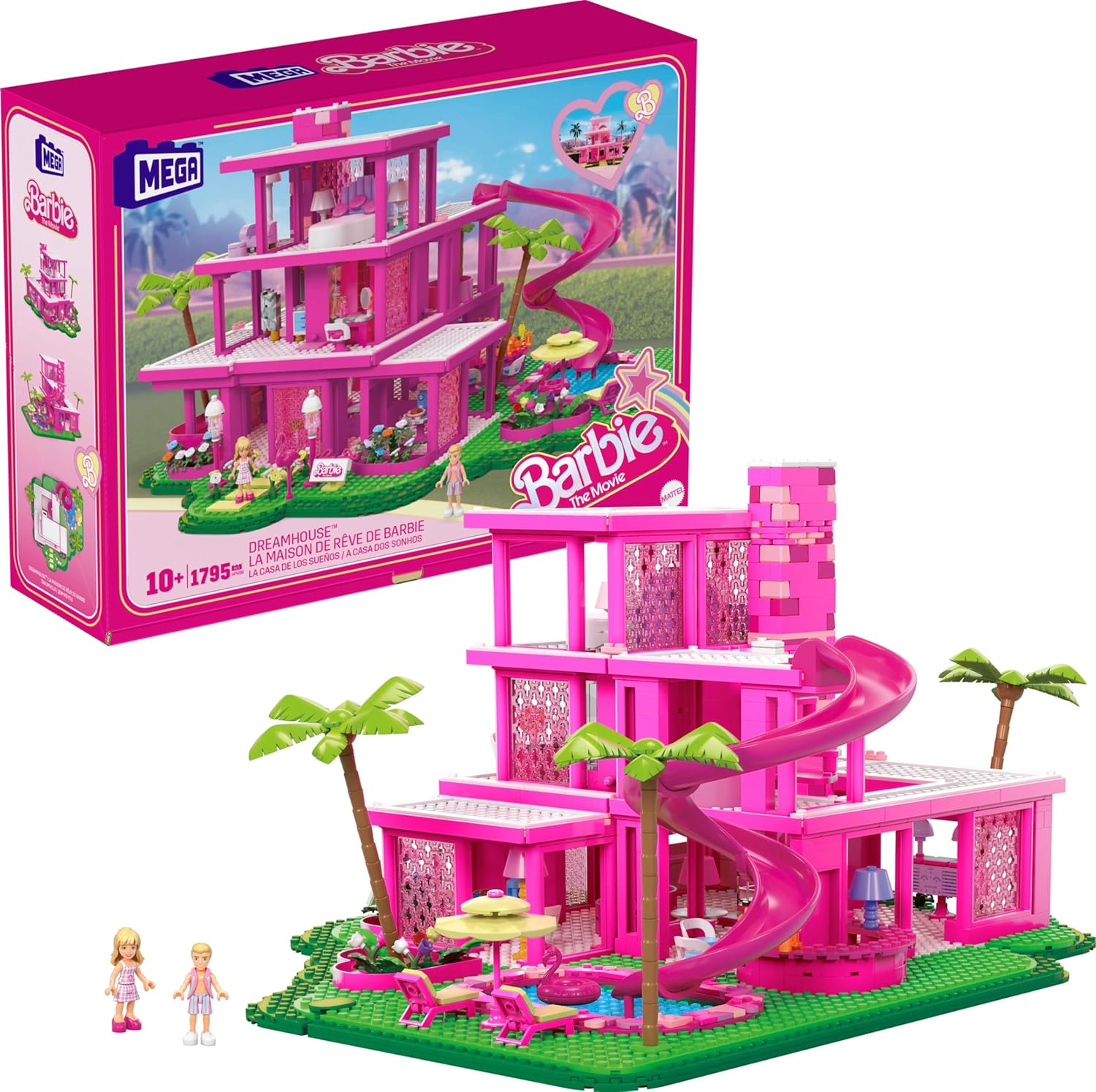 MEGA Barbie The Movie Building Toys Set, DreamHouse Replica with 1795 Pieces, 4 Figures and Accessories, for Adults & Fans