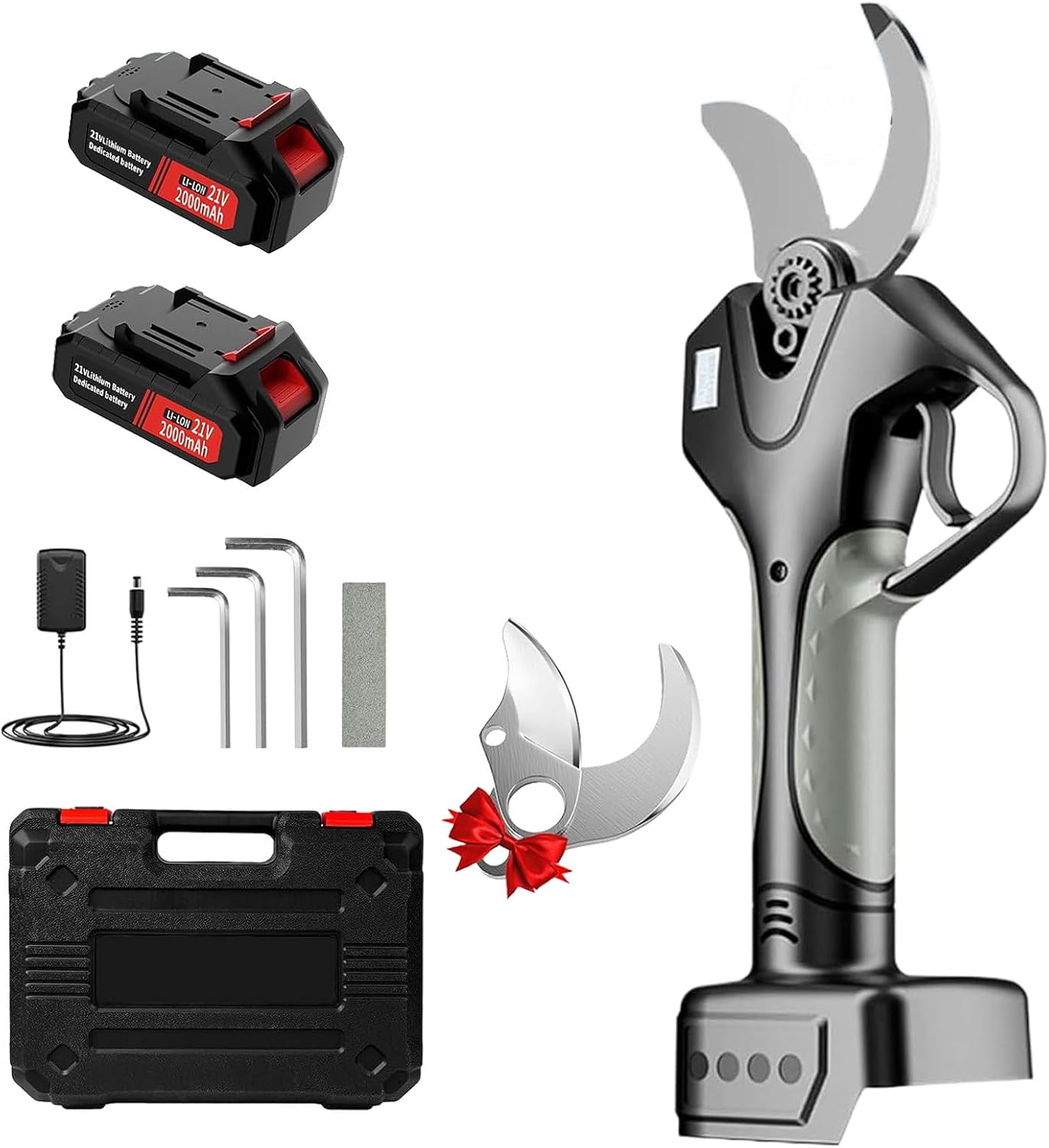 Brushless Electric Pruner, Portable Cordless Pruning Shears with 2pcs Lithium Batteries & SK5 Blades, LED Display Screen & Counting Function, Tree Trimming Branch Cutter