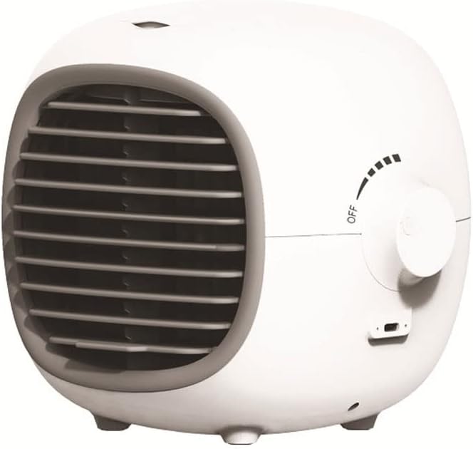 Portable Air Conditioners Fan – Evaporative Air Cooler Cooling Fan with Stepless Speed Regulation, Personal Table Air Conditioners Fan for Bedroom Office Camping (Color : White)