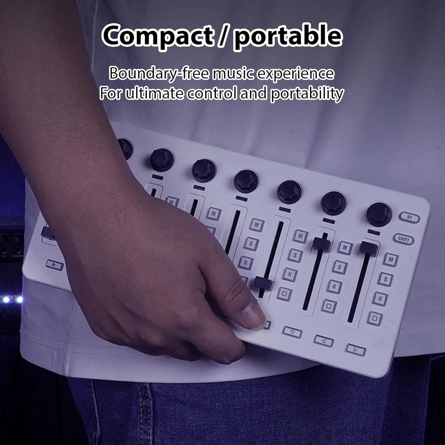 controller,HUIOP BT midi controller,MIDI Controlle MIDI Mixing Console with 43 Buttons 8 Knobs 8 Push Buttons BT Connection Battery/Type-C Power Supply USB MIDI Controller Mixer for Most Electroacoust