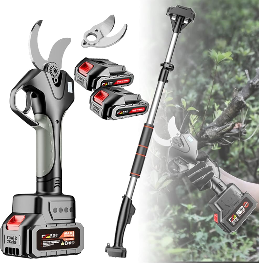 Extendable Tree Pruning Pruner 21V Cordless Electric Pruning Shears,45mm/1.8inch Cut Electric Pruner Battery Powered,with Extension Pole