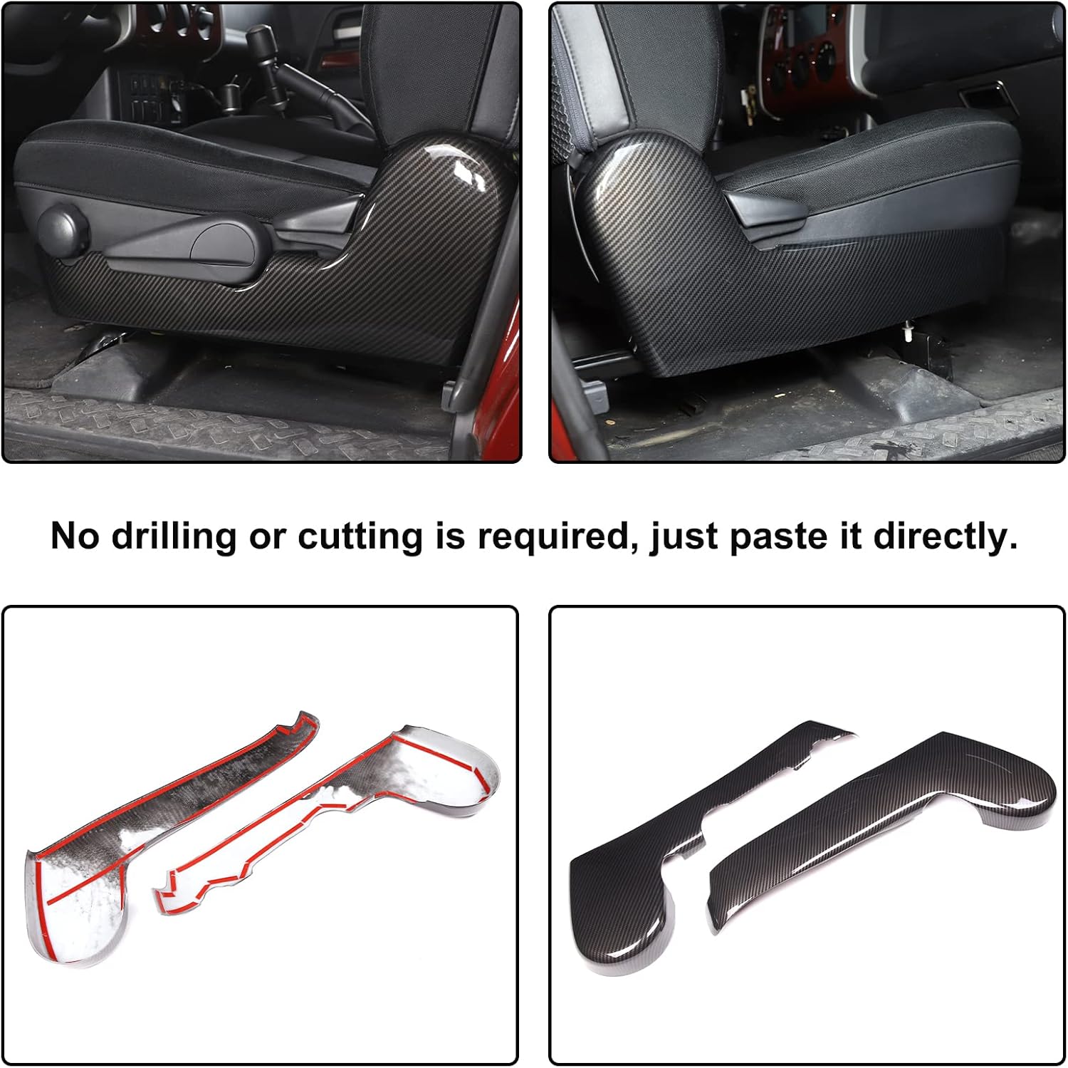 Aunginsy Car Side Seat Trim Panel Cover Bezel Compatible with Toyota FJ Cruiser 2007-2021 Car Side Seat Track Cover Driver Passenger Side Seat Panel Decorative Bezel Cover ABS Interior Accessories