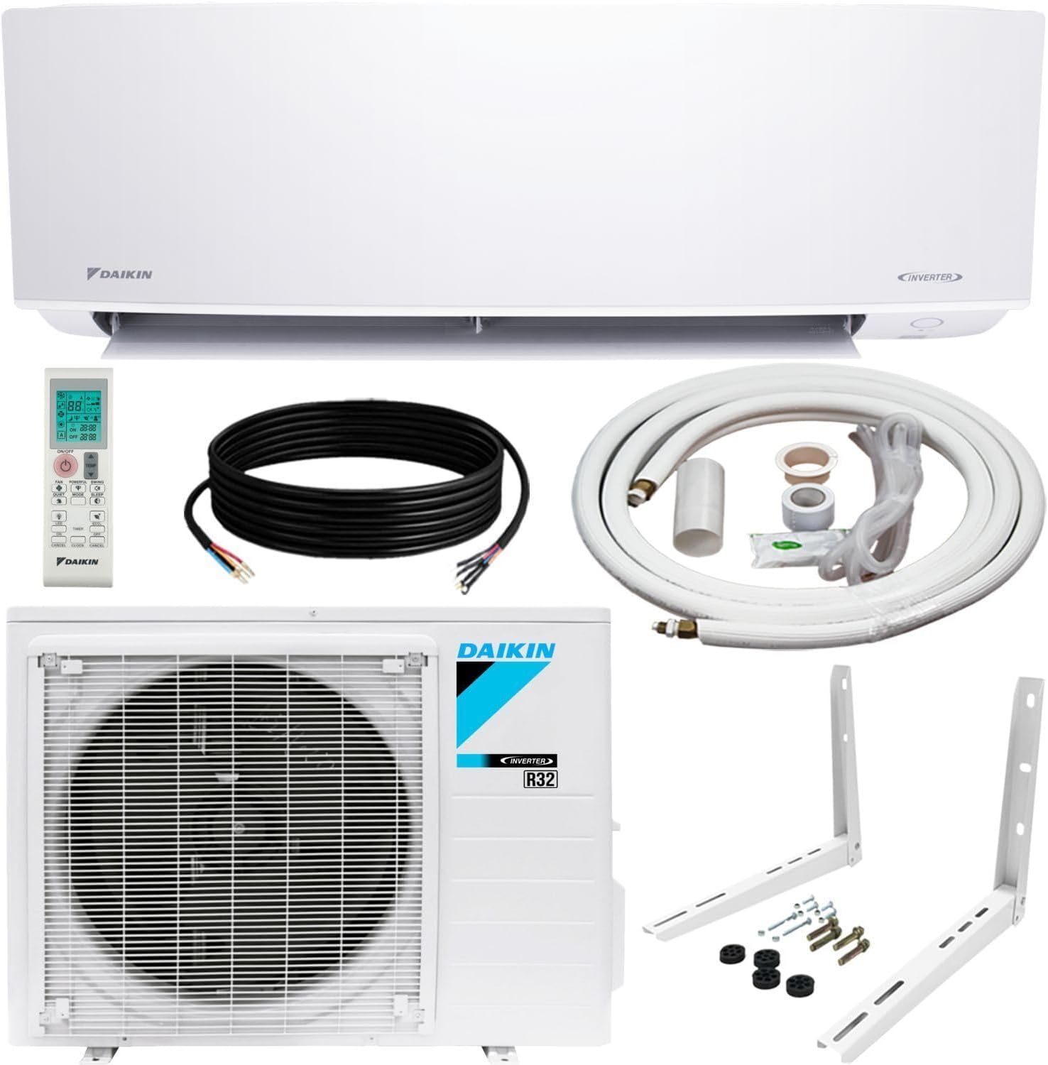 Daikin 9000 BTU 21 SEER2 Oterra R32 Series Ductless Mini-Split Air Conditioner with Installation Kit and Wall Bracket- 230V