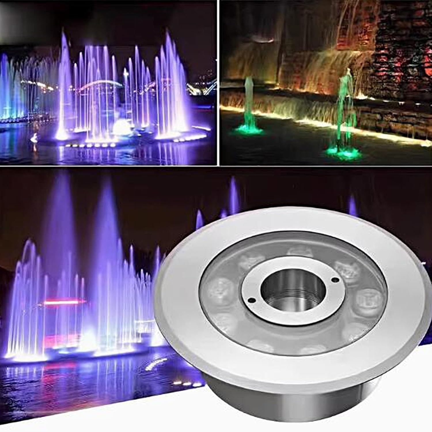 LED Underground Light - Underwater Led Lights, AC 24V Low Voltage Recessed Spotlight, IP68 Waterproo Pond Light, Middle Hole Design Underwater Landscape Light, Underwater Decorate Lighting(Yellow Ligh