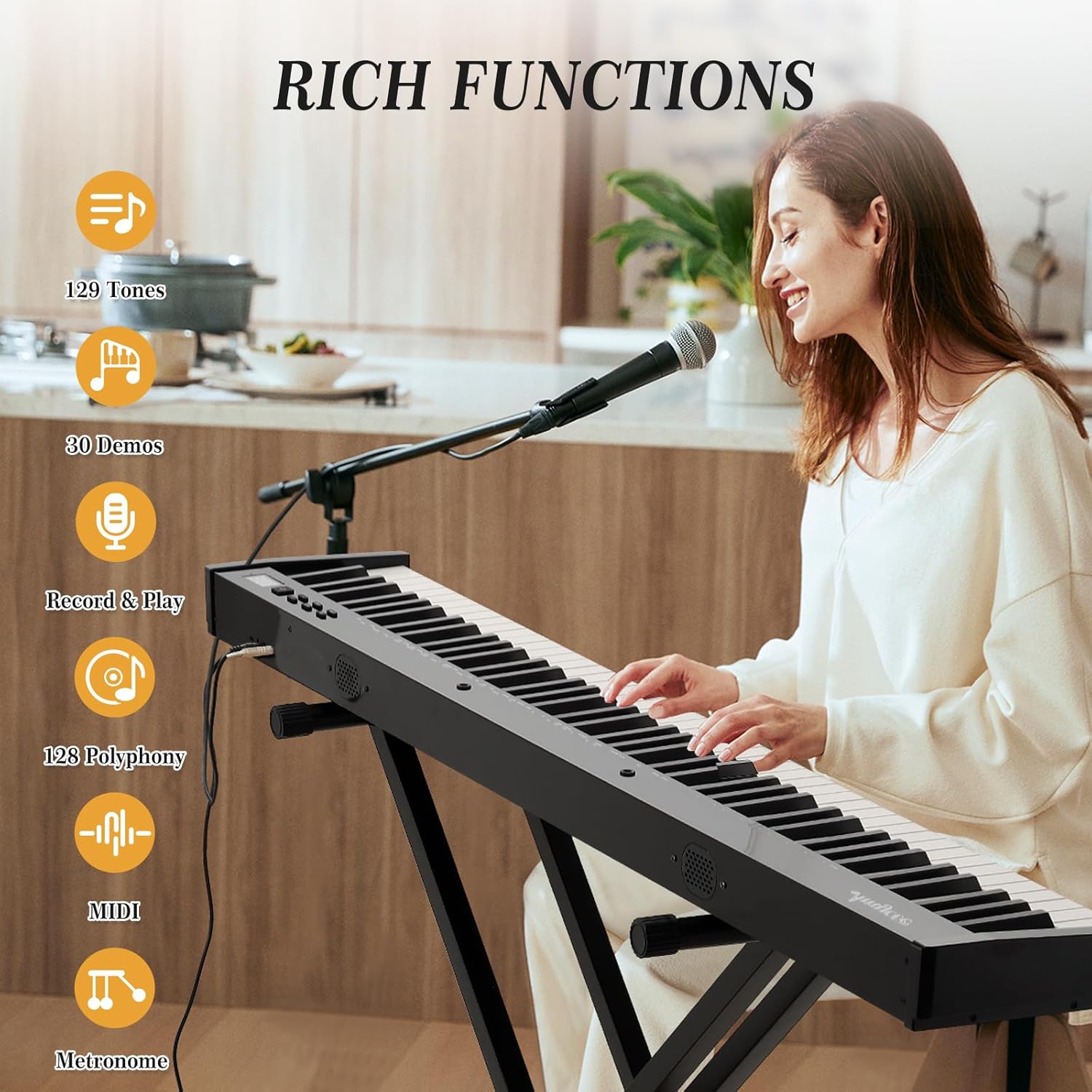 88 Key Piano Keyboard, Electric Piano Keyboard with Weighted Keys & Magnetic Keys, Portable Digital Piano for Beginners - Foldable Electronic Keyboard Piano Full Size, Carry Bag