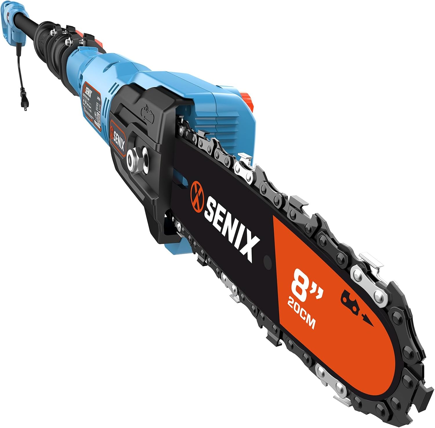 SENIX 8A Corded Electric Pole Saw | 8-Inch Cutting Bar & 14.8ft Max Reach Telescoping Pole, Lightweight Branch Cutter for Effortless Tree Trimming and Pruning