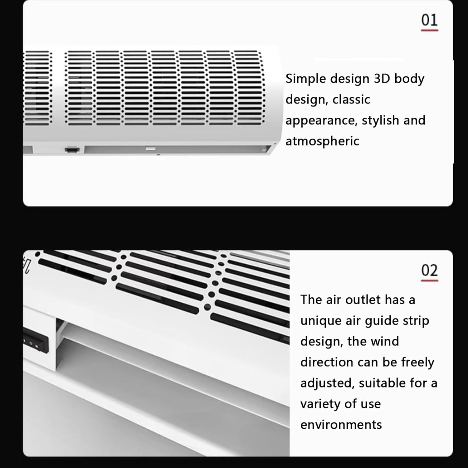 23-inch, 35-inch, 39-inch Black Commercial Silent Air Curtain Machine, Strong Ventilation, Protect The Fresh Air Indoors(150cm(59inch))