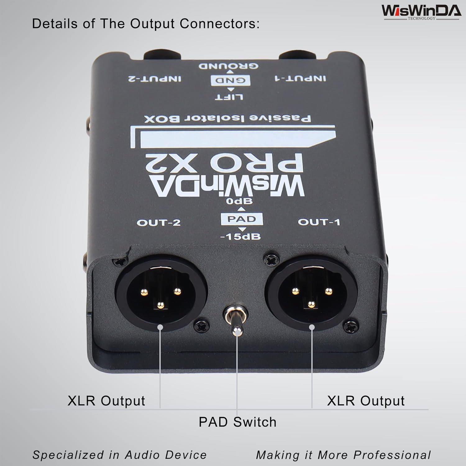 2Channels XLR/TS/TRS Passive Hum Eliminator Box for Audio Equipments Ground Loop Isolator Noise Filter for Different Audio Systems Using (WDISO-Pro X2)