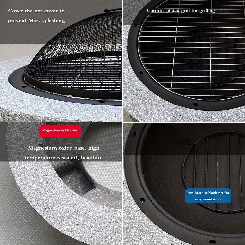 Garden Fire Pit Outdoor Party BBQ Fire Pit with Grill Shelf, Fire Bowl for Garden and Patio with Outdoor Round Wood Burning Outdoor Party BBQ Fire Pit Grill Barbecue Rack