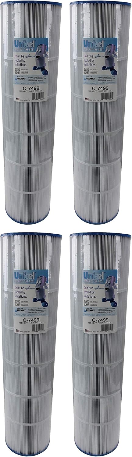 Unicel C-7499 100 Sq Ft Media Replacement Pool Filter Cartridge with 142 Pleats, Compatible with Pentair, American, and Premier Springwater (4 Pack)