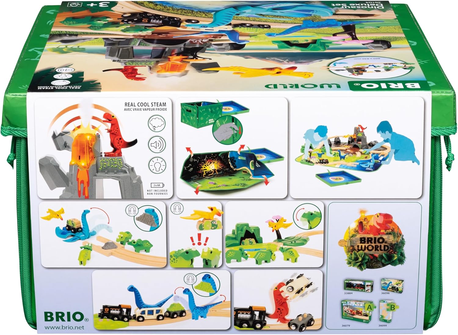 BRIO World Dinosaur Deluxe Set - 44-Piece FSC-Certified - Wood Train Set & Accessories - Works with All Wooden Train Sets - Dinosaur Train Engine, 2 Wagons, 8 Dinosaurs, Tracks & More - Kids Ages 3+