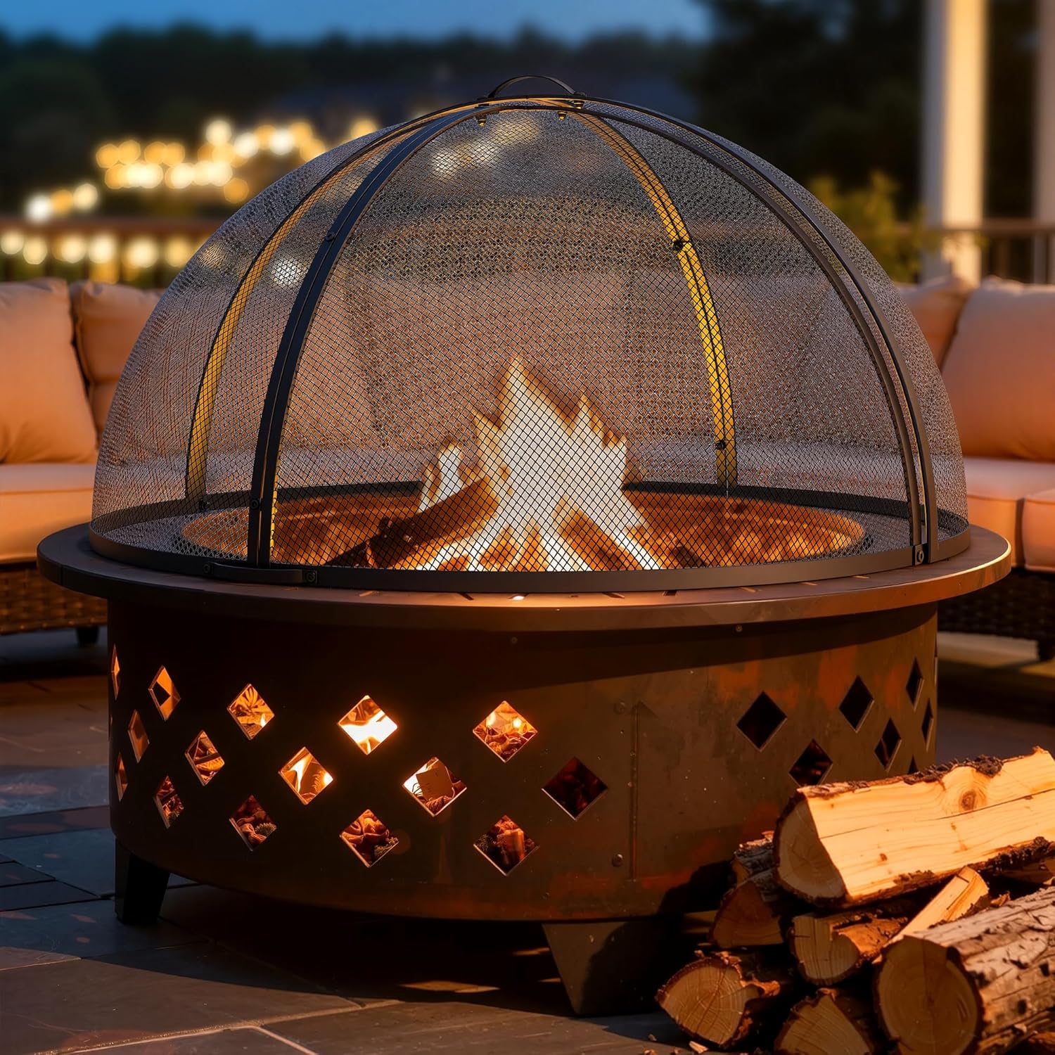 DWVO Outdoor Fire Pit Spark Guard 36