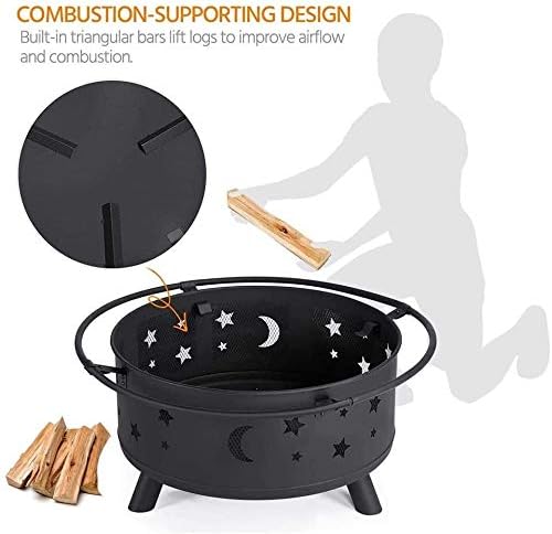 Fire Pits Outdoor Wood Burning 30 Inch Metal Firepit, Bonfire Wood Burning Heater Stove