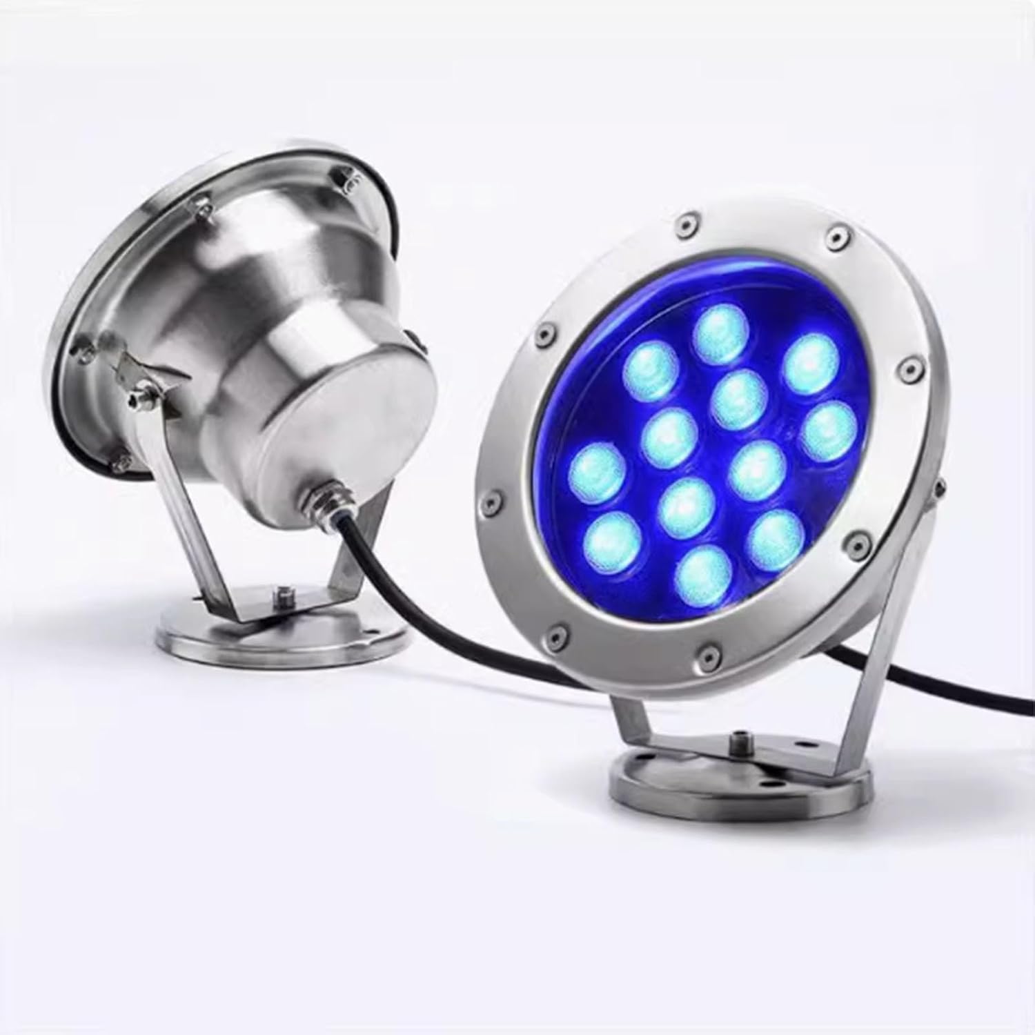 Waterproof Underwater Light - Submersible LED Fountain Light, 12V Pool Lights, 360° Adjustable Angle LED Lights, Underwater Pond IP68 Waterproof Garden Spotlight(Warm White,36W)