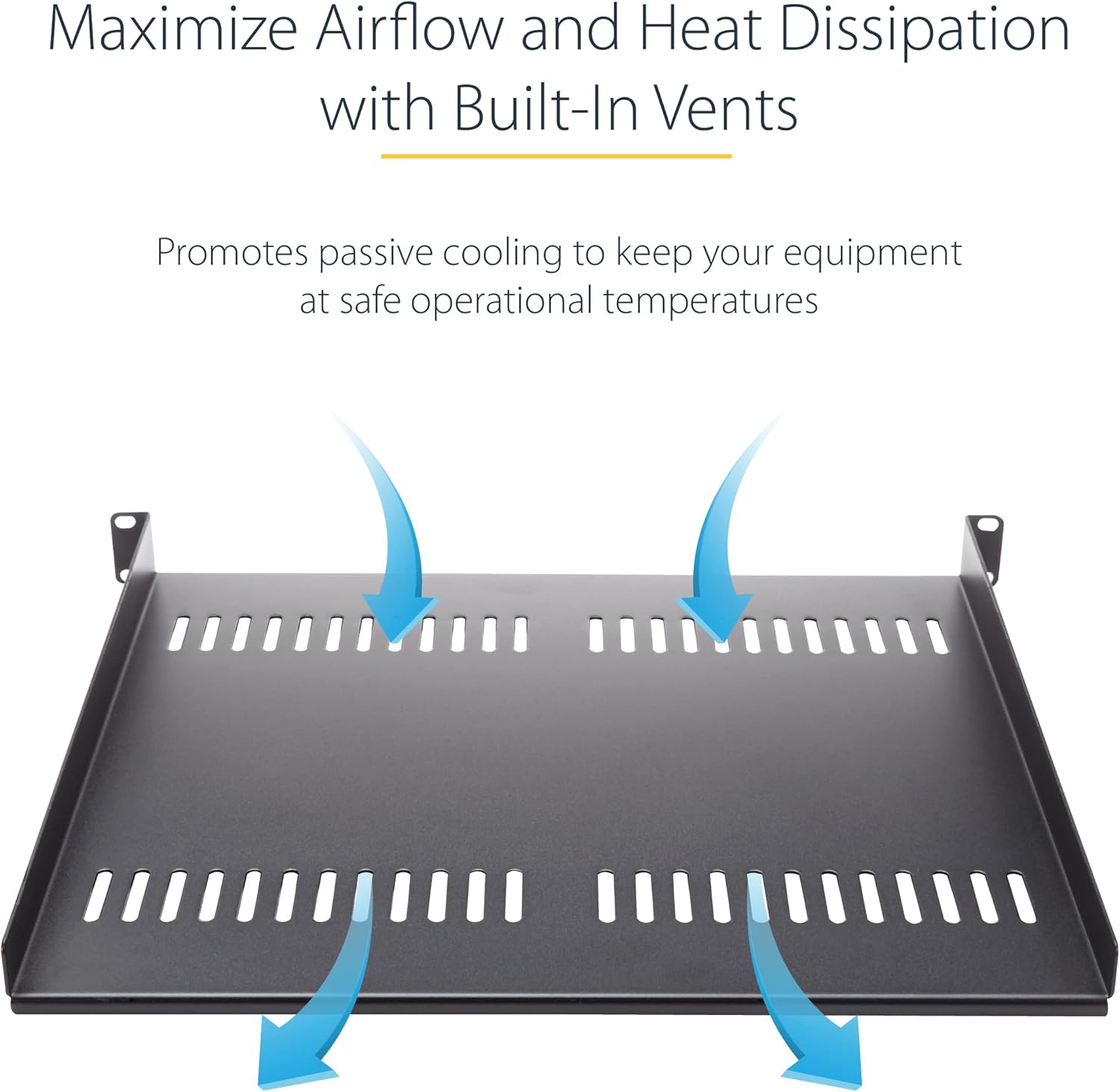 StarTech.com 2-Pack 1U Server Rack Shelf, Vented Rack Mount Cantilever Shelf, Heavy-Duty Steel, 44lb/20kg Capacity, 16