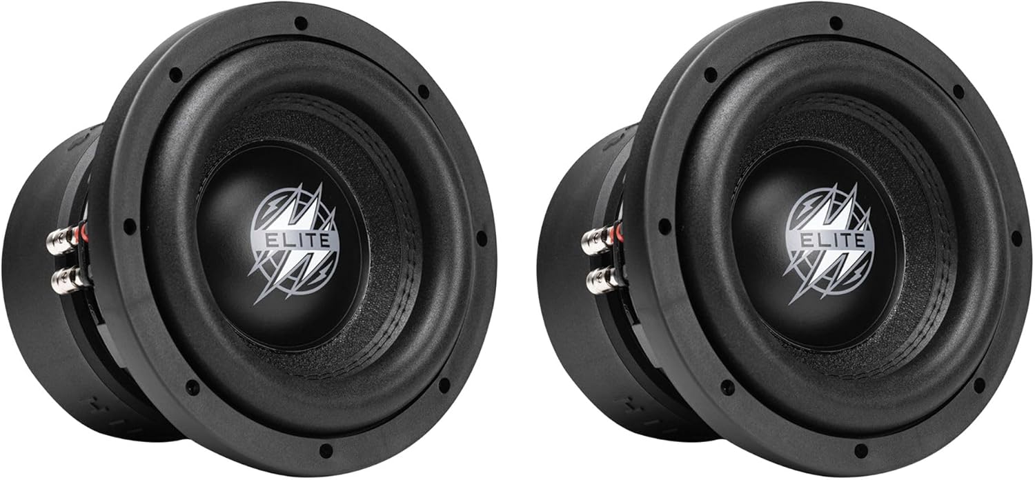 Hifonics 2 Pack Elite 8 Inch Car Mount Subwoofer with Dual 2 Ohm Voice Coil Speaker 1200 Watt Peak Power Mobile Amplifier System, Black