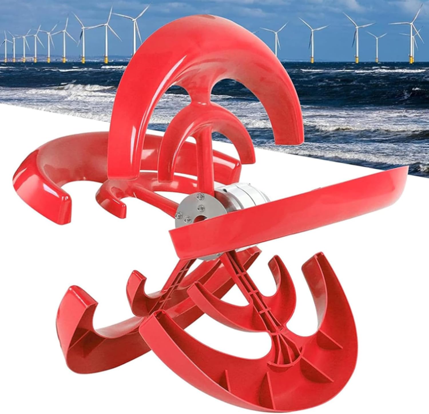 1000W Red Vertical Axis Wind Turbine Generator Kit, Noiseless Wind Turbine Generator with Mppt Controller for Home Camping 24V