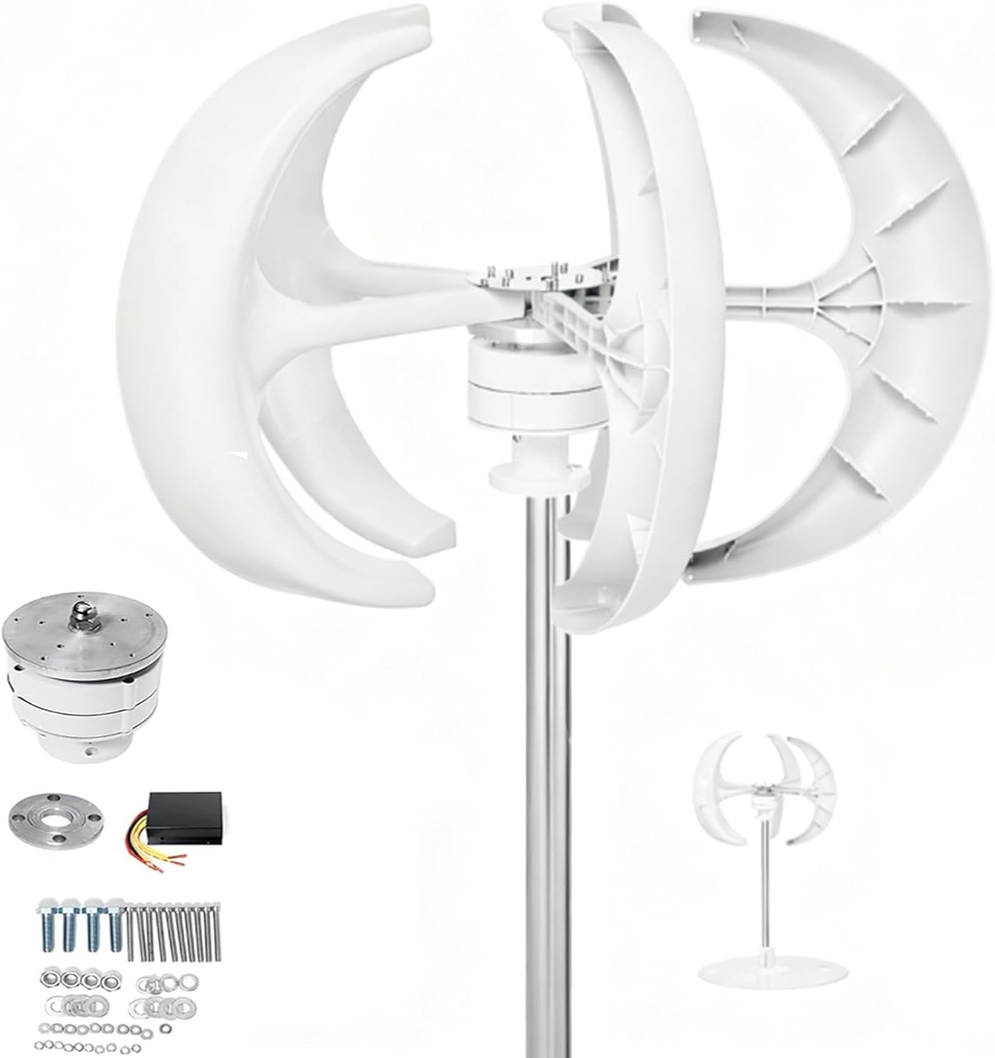 220V,BAOJUHUIKANG 12V-220V Vertical Wind Turbine Generator Kit 5000W, 5-Blade Design with Controller, Efficient Renewable Energy Solution for Home And Garden