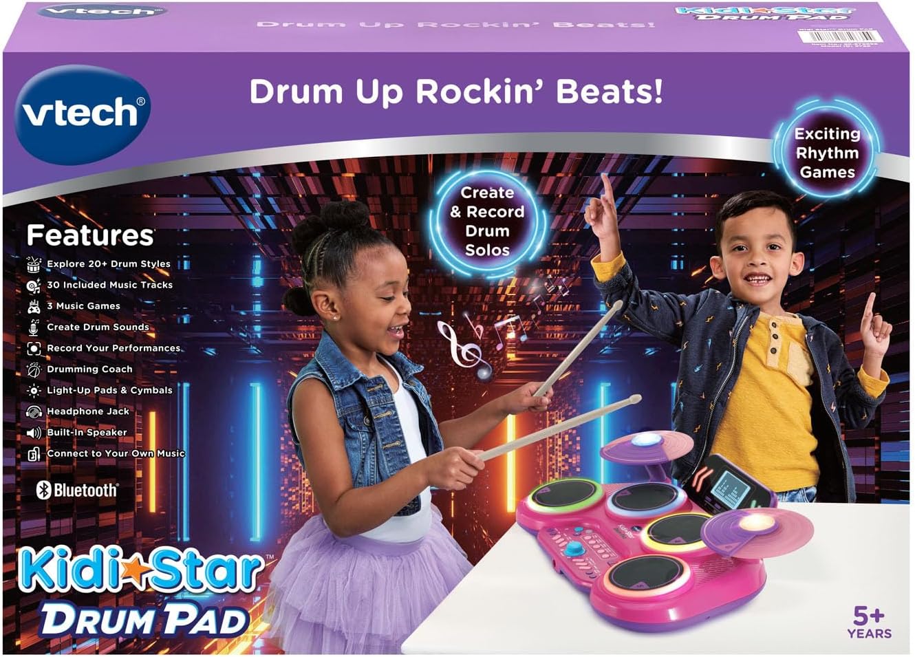 VTech Kidi Star Drum Pad, Pink