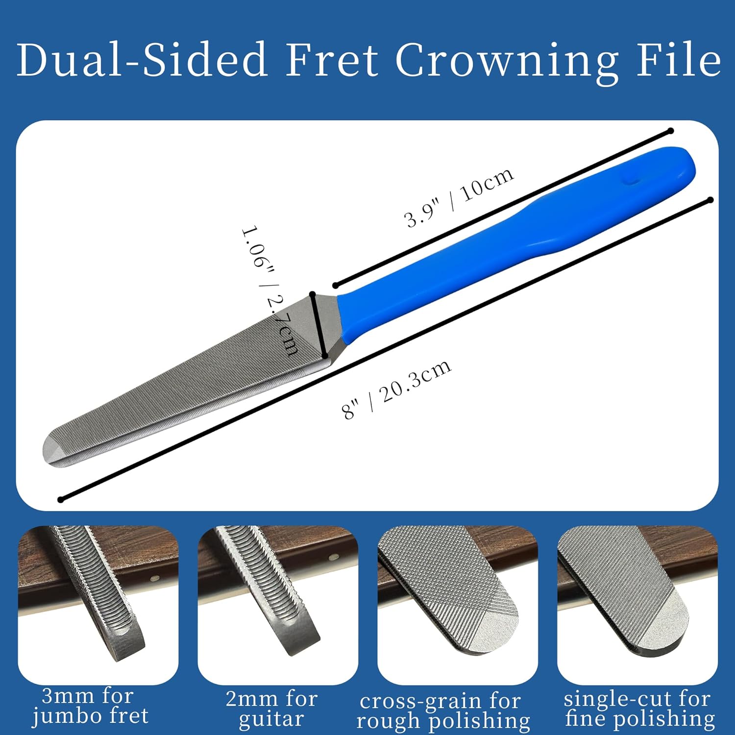 Luthier Tool Kit, Fret Leveling Kit, Pro Guitar Setup Tool Set with Guitar Neck Notched Straight Edge, 16in Fret Leveling Beam, Fret Crowning File, Fret End Dressing File, Fret Rocker