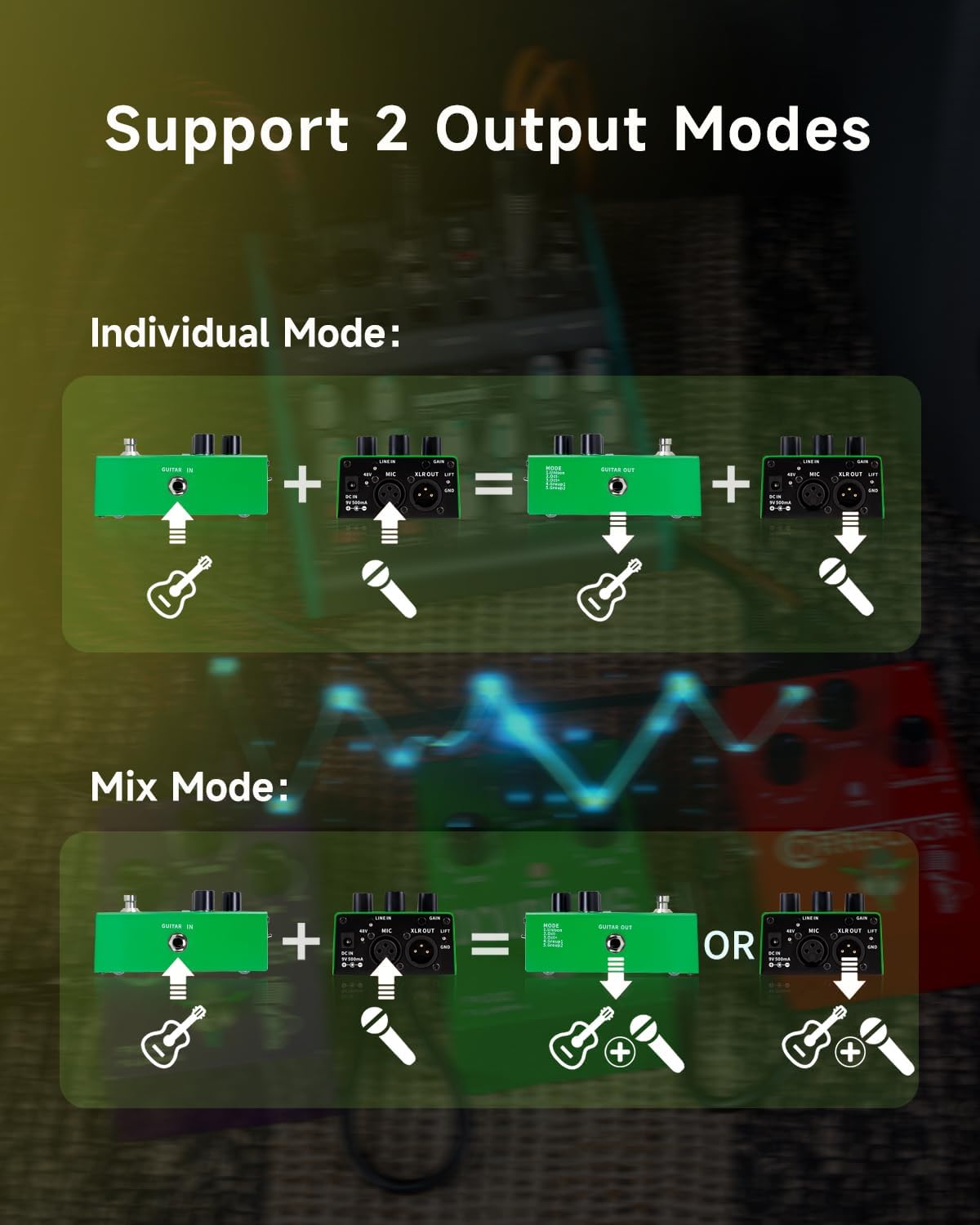 FLAMMA FV02 Vocal Processor Doubling Effects Pedal Voice Duplicate Vocal Effects Stompbox Mic Amplifier with Reverb Chorus Effects Support Multiple Vocal Modes for Vocalists Guitarists