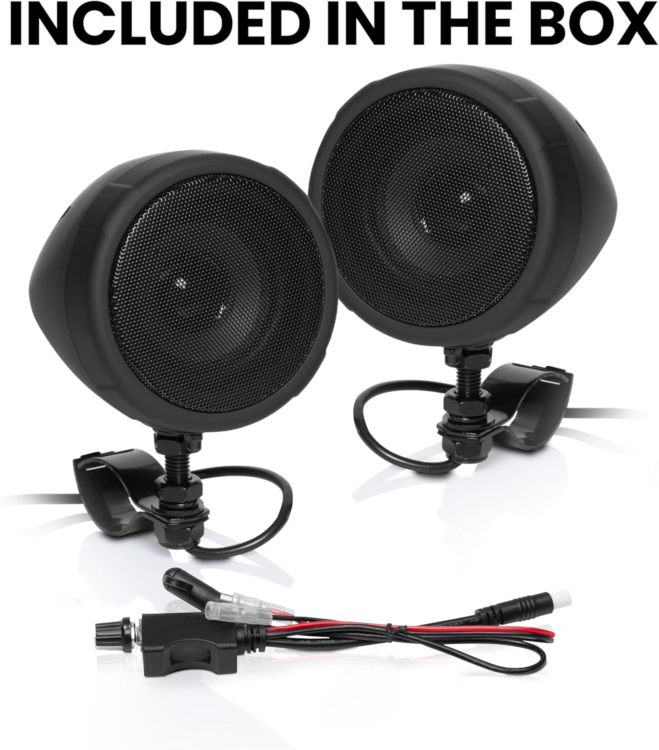 BOSS Audio Systems MCBK425BA 3 Inch Motorcycle Speakers – Built-in Bluetooth Amplifier, Weatherproof, Volume Control, ATV UTV Compatible