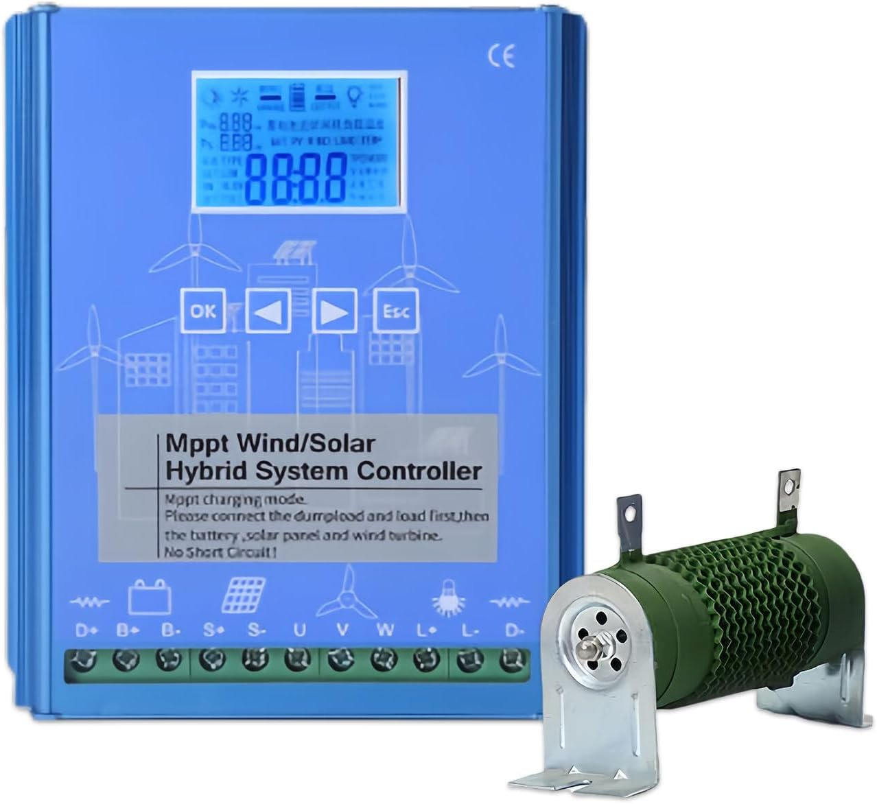 Mppt Boost Charge Controller with LCD Display, Vertical Axis Wind Turbine, Wind Turbine Hybrid Charge Controller, Wind Solar Hybrid Charge Controller. 24V-13000W