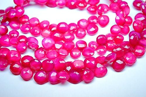 13 inch natural beads strand of 10-11mm faceted heart pink chalcedony gemstone briolletes beads for DIY jewelry - necklace, bracelet, earring, ring.