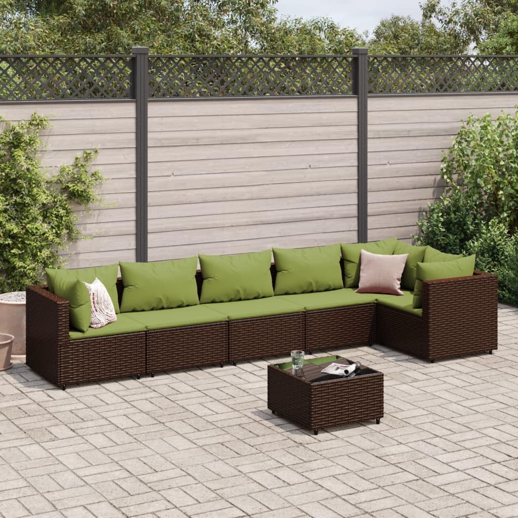7 Piece Patio Lounge Set with Cushions Brown Poly Rattan,Modular Patio Rattan Conversation Set Comfortable Lounging for All Seasons Patio Furniture, Outdoor Furniture Sets