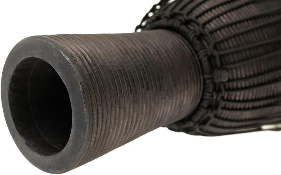 Djembe Hand Drum Circle Instrument, Carved Mahogany Headliner Series — NOT MADE IN CHINA — African Mali Weave Ropes, 2-YEAR WARRANTY