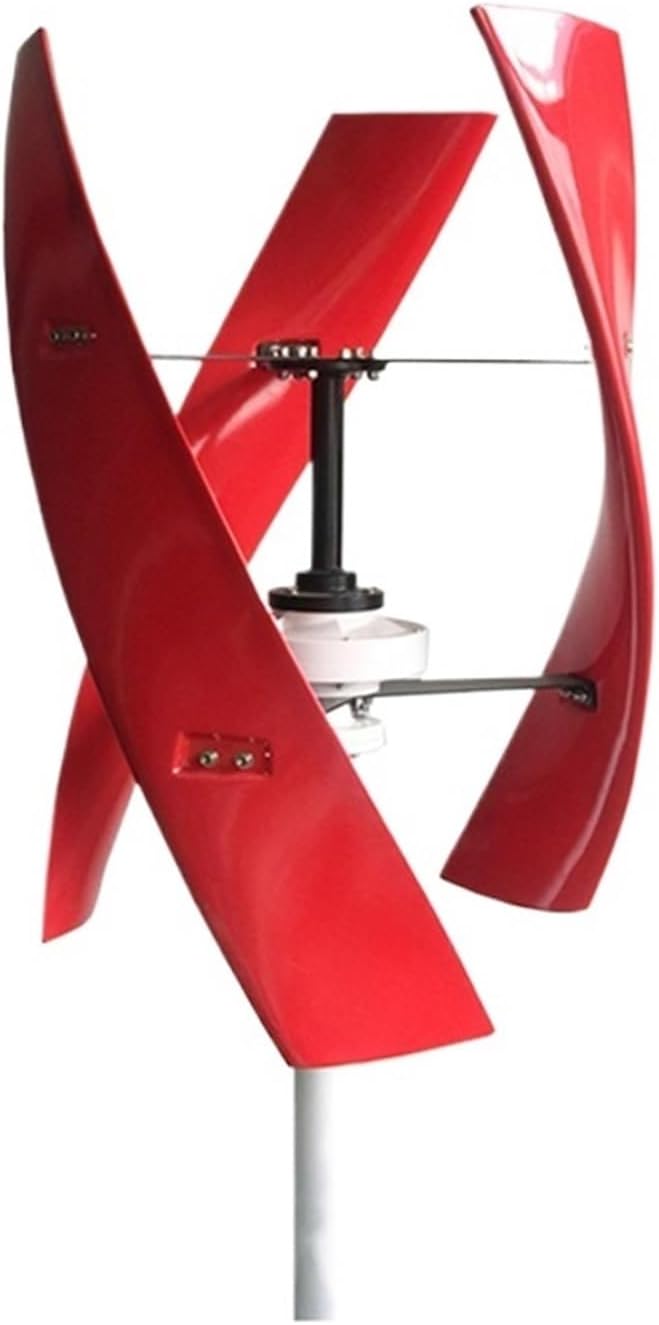 Wind Turbine, 10KW Home Low Noise Wind Turbine Vertical Windmill Electric Generator 10000W 12V 24V 48V Low Wind Speed Starting Wind Turbines,for Home, Farm, RVs, Boats(Red,24V_10KW)