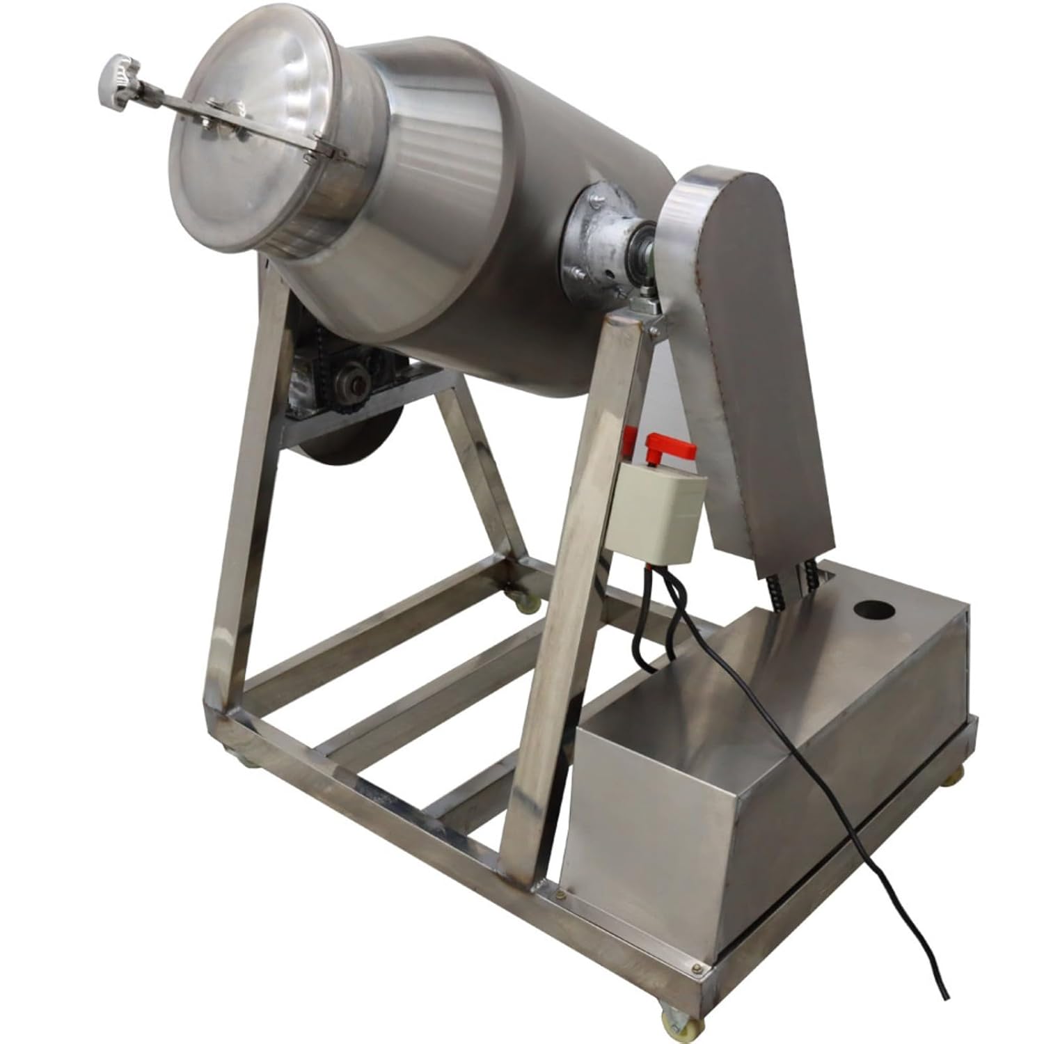 15 Gallon Dry Powder Mixer 360°Rotation 304 Stainless Steel Drum Blender Mixing Machine for Powdery Granular Materials 110 3KW