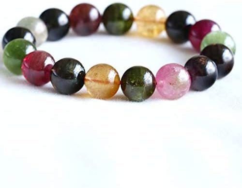 1 strands natural colorful pink green purple red tourmaline bracelet round big beads 12mm 05057