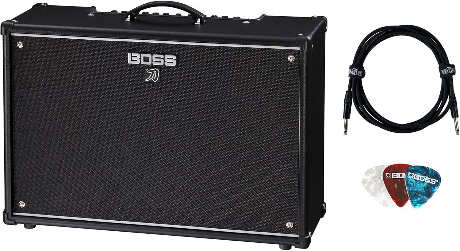 Boss Katana-100/212 Gen 3 100-Watt 2x12-Inch Guitar Combo Amplifier Bundle with Gearlux Instrument Cable and Picks