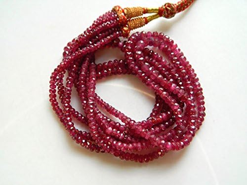 ruby necklace, multi strand ruby beads, faceted rondelles, glass filled ruby, 3 strands, 3mm to 5.5mm beads, 17 inch to 18 inches