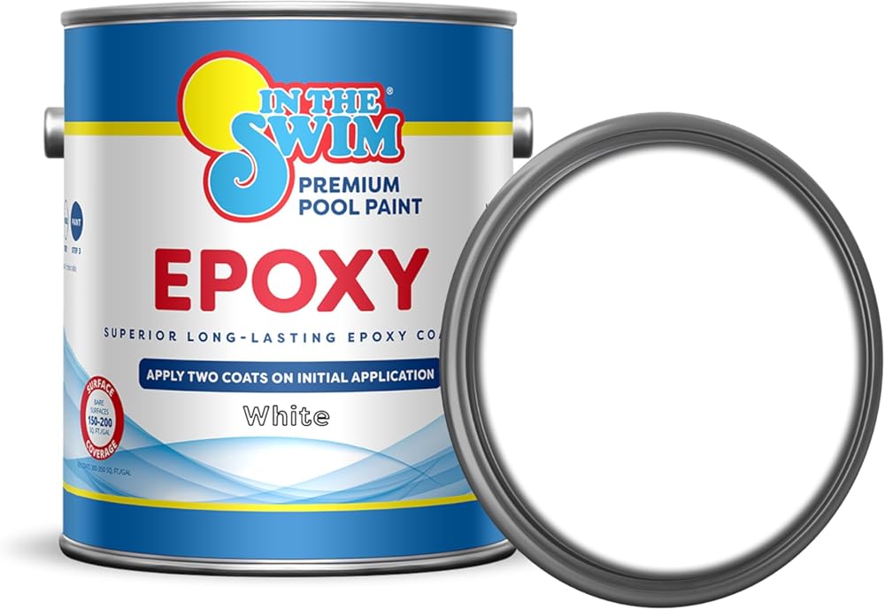 In The Swim White Epoxy Swimming Pool Paint - Epoxy-Base, High Gloss, Swimming Pool Paint - Long Lasting Stain Resistant - 1 Gallon
