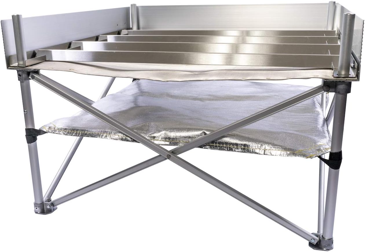 Fireside Outdoor Dutch Oven Fire Table Bundle(Pop Up Fire Pit + Frontier Grates) 13lbs Weight -Dutch Oven Pot with Lid for Wood Burning Fire Pits, Firepits for Outside, Portable Fire Pit for Camping