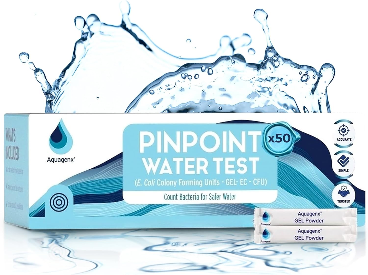 Pinpoint Water Test Kit – Fast & Easy Water Testing Kit for E. coli Detection - No Lab or Equipment Needed - Ideal for Well, Tap, and Drinking Water Testing (50 Pack)