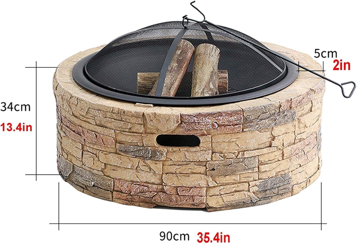 Outdoor Fire Pit Imitation Stone BBQ Grill Backyard Patio Garden Fireplace for Camping, Outdoor Heating, Campfire and Picnic