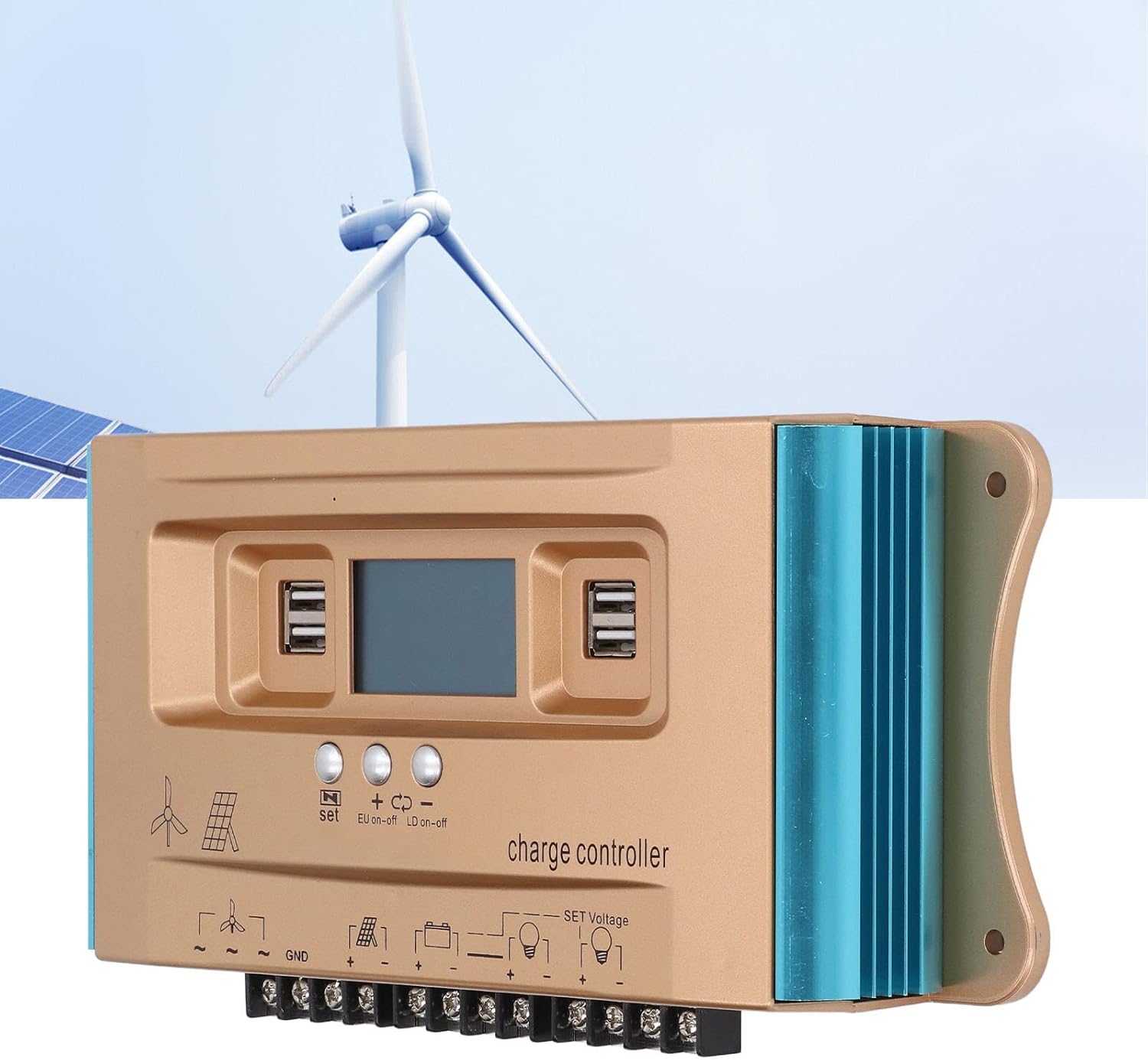 Solar Controller, RV 12V 24V 36V 48V 60V MPPT Solar Panel Intelligent Regulator (60A)