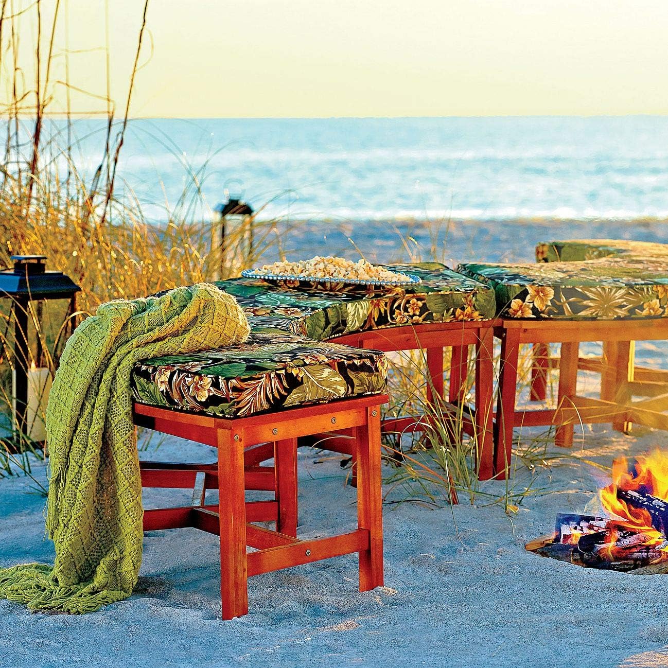 Solid Wood Fire Pit Curved Bench 44