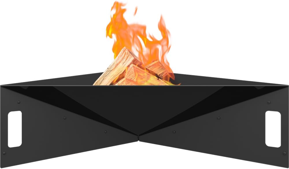 Kratki Fire Pyramid Asymmetrical Triangular Garden Fire Pit L79 x W68.5 x H22.7 cm Weight 16.8 kg Made of Heavy Duty Heat Resistant Steel