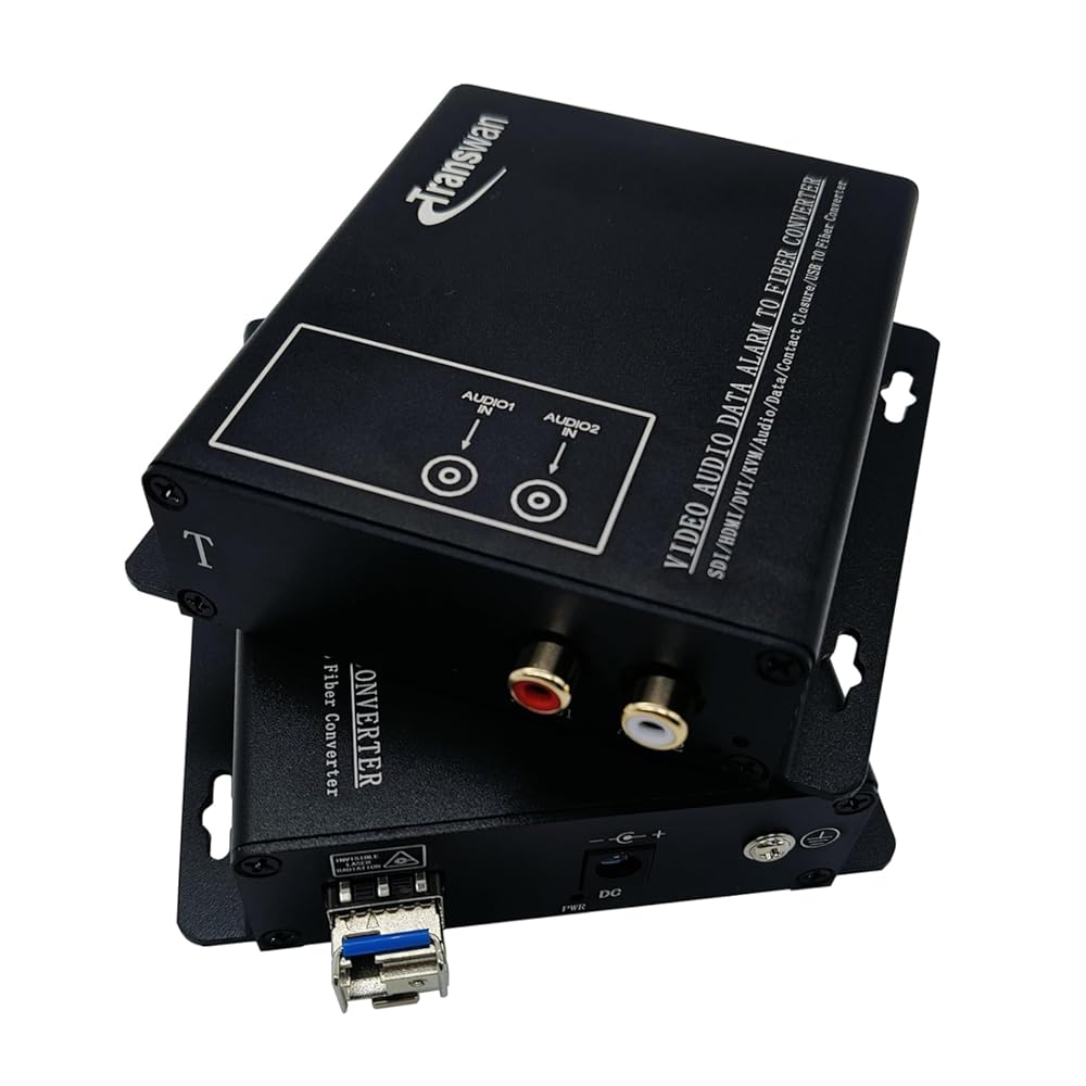 2 Ch RCA Audio Over Optic Fiber Extender with 1 x LC SFP Module, 20 Km Over SMF or 2km Over MMF, Supports 24 & 16-Bit Digitally Encoded Analog Audio