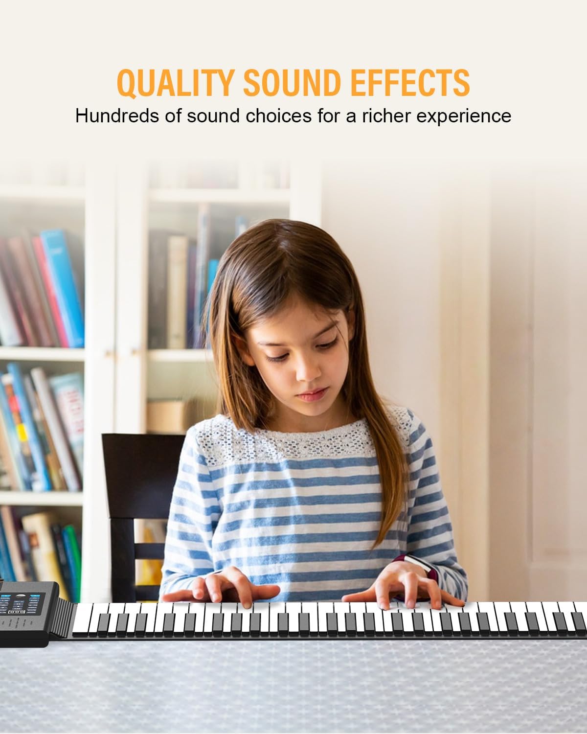 KONIX 61 Key Roll Up Piano,Upgraded Portable Rechargeable Hand Roll Piano with Silicon Flexible Keyboard, MIDI Output, Headphone Connection, 128 Rhythms,Best Gift for Beginners