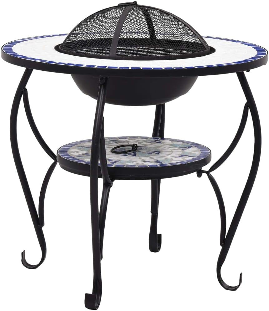 CHARMMA Mosaic Fire Pit Table Blue and White 26.8