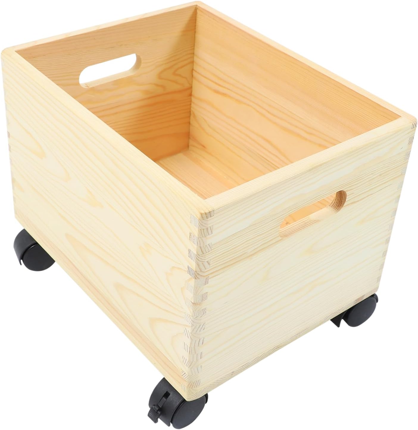 TEHAUX Large Capacity Wooden Storage Box Wheels Portable Household Organizer for Toys and Clothes Sturdy Sundries Container for Home Use