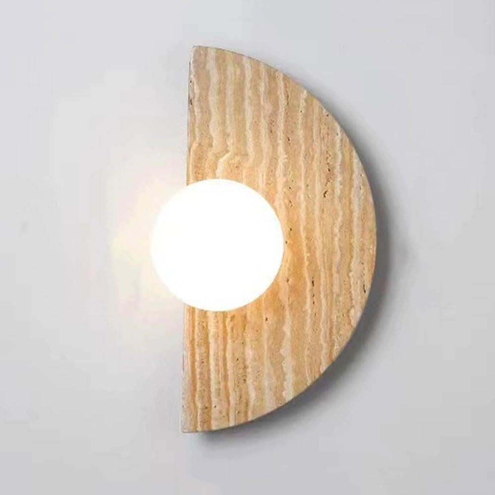 Semicircle Sconces Wall Lighting Outdoor Porch Wall Sconce Home Decor Ambient Wall Fixture, Travertine Wall Mounted Light Fixture for Dining Room Bedside Kitchen Island Hallway