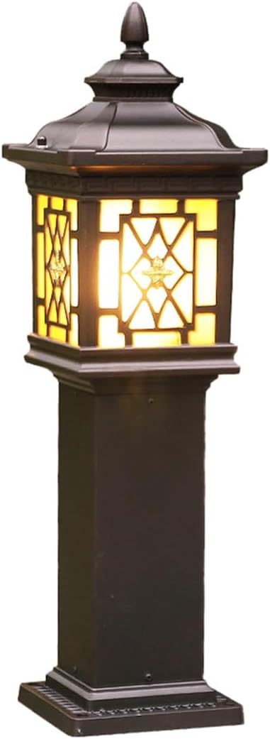 Outdoor Lamp Post Lights Pole Mount Light with Clear Seeded Glass Modern Garden Deck Column Lamp Exterior Rustproof Post Lights Waterproof for Garden, Pathway, Lawn, Driveway