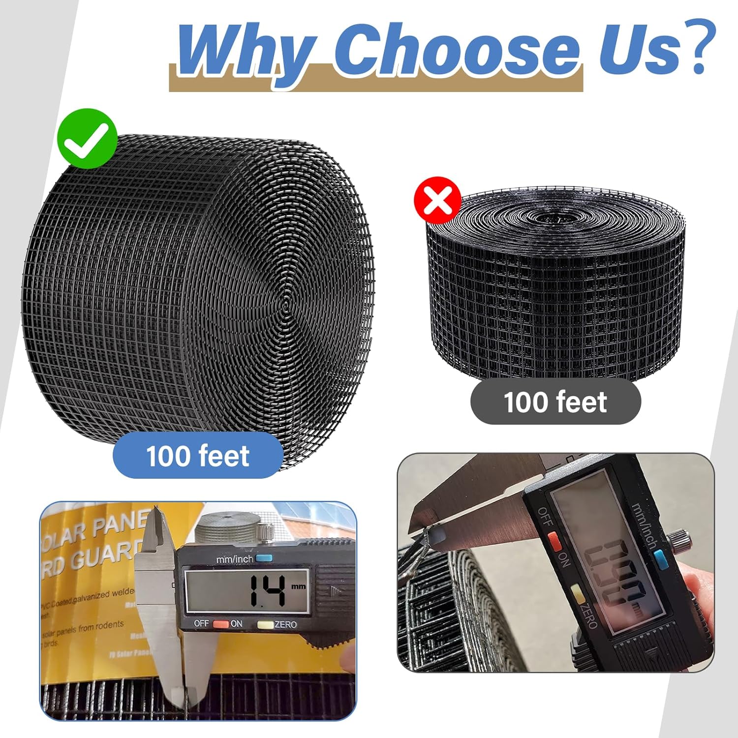 Solar Panel Bird Guard,8in x 100ft Critter Guard Galvanized PVC Coated Mesh Roll Kit,Black Pigeon Solar Panel Mesh with 70 Fastener Clips, ½ inch Wire Critter Guard for Solar Panels