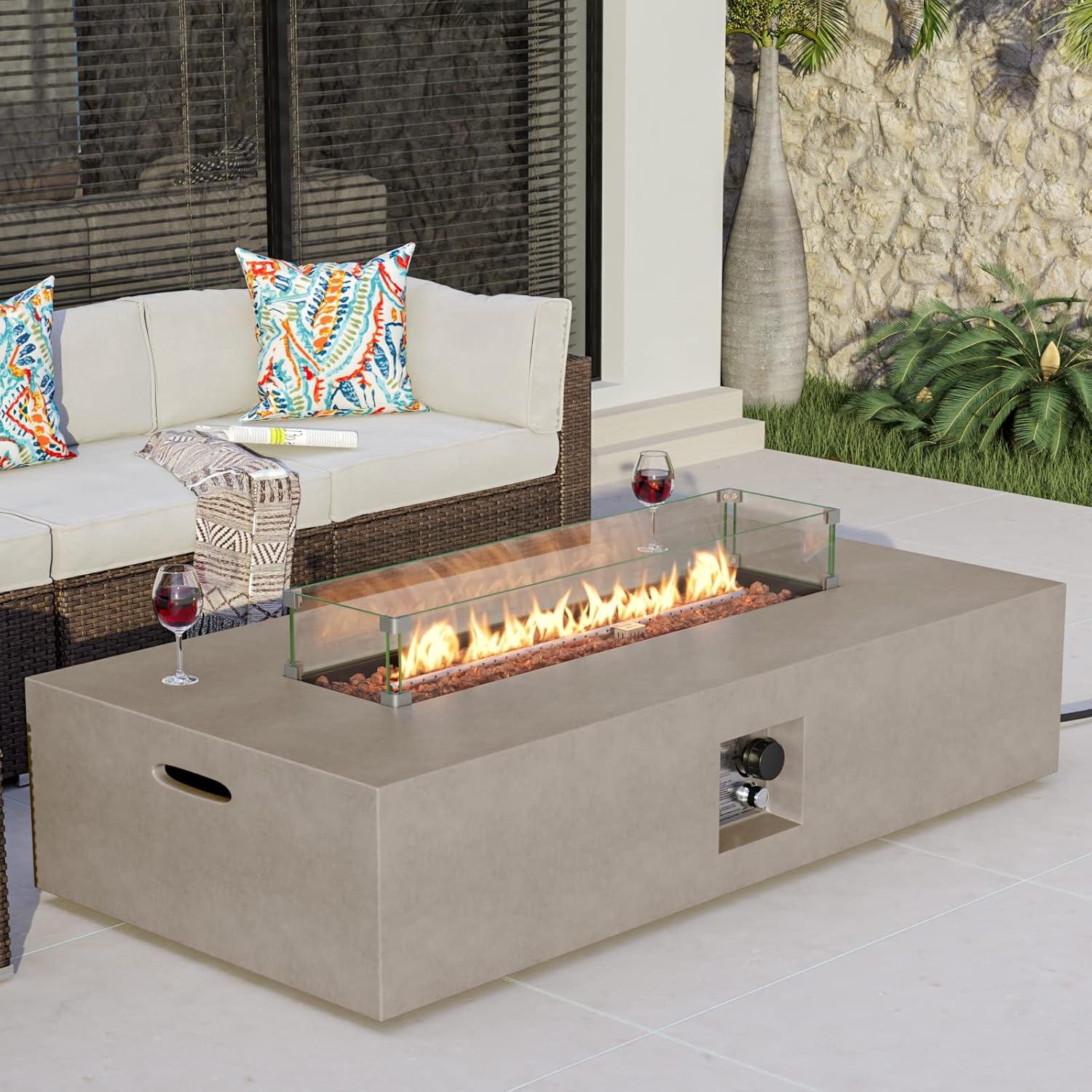 COSIEST Outdoor Propane Fire Pit Table 56